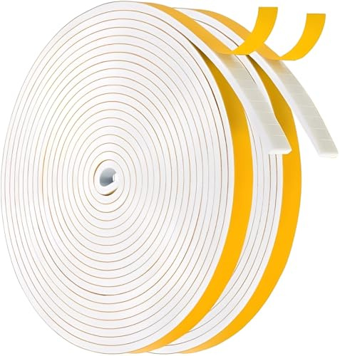 Dichtband Selbstklebend Gummidichtung für Türen Fenster, 6mm(B) x3mm(D)/20m(L) Geschlossenzelliges Dichtungsband mit hoher Dichte, für Anti Kälte-Wind Lärm und Kollision (Weiß)
