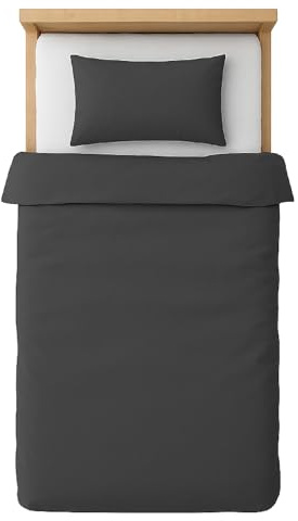 Julido Jersey-Bettwäsche-Set und Kissenbezug, 100% Baumwolle (Oeko-TEX). 2-teiliges Bettwäsche-Set mit Kunststoff-Druckknöpfen, ultraweich und atmungsaktiv (ANTHRAZIT, 100 x 135 + 40 x 60 cm)