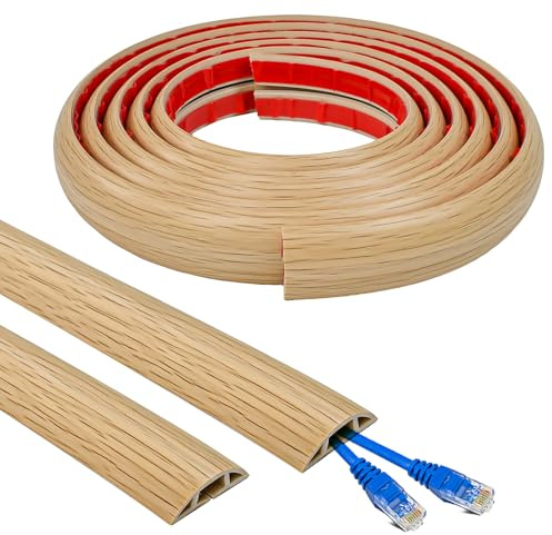 WEFHEF Passe Câble Sol 3x300x0.8 cm, Cache Câble Sol Auto-Adhésif en PVC, Goulotte Électrique Extérieur à Imitation Bois, Chemins de Câbles Électriques Flexible, pour Maison Bureau Entrepôt Garage