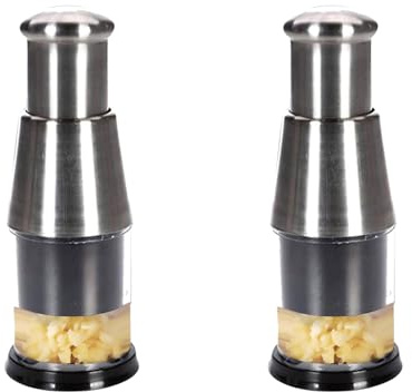 2 Stück Gepresster Knoblauchhacker, Knoblauchstampfer Aus Edelstahl 304, Knoblauchpresse, Leicht schneider Manuelle Zerkleinerer Für Zwiebeln,Paprika Und Knoblauch