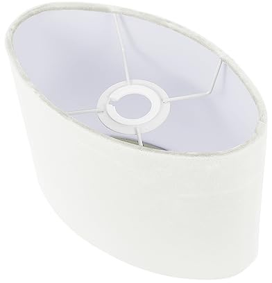 HAMPPLIES Paralume Ellittico Interno Bianco, Coprilampada Decorativo a Conchiglia per Lampade da Tavolo E27, Paralume da Tavolo in Stoffa Bianca