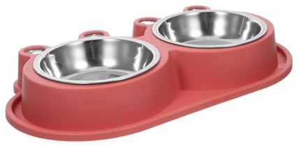 TOGEVAL Cuenco para Gatos Antihormigas Tazón De Gato Gatito Tazón De Agua De Comida para Mascotas Tazones De Alimentación De Recipiente para Mascotas De Acero Inoxidable Páginas Rojo