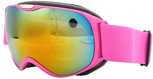 Xiuganpo Lunettes de Ski Coupe-vent Antibuée, Lentilles PC Double Couche, Lunettes de Sport D'escalade pour Enfants, Ski pour Enfants (Rose)
