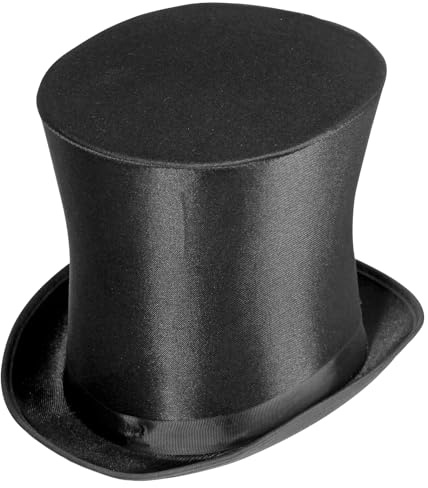 TrendandStylez Hoher Zylinder Hut schwarz (20cm) | Eleganter Satin Hut für Herren & Damen | Kostüm Zubehör für Gentleman, Zirkusdirektor & Zauberer | Perfekt für Karneval & Hochzeit