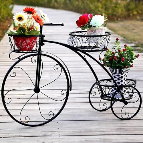 Macetero Bicicleta Hierro Forjado – 3 Ruedas, para jardín y terraza