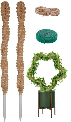 Generico Supporto per Piante Monstera con di Muschio | 2 Pezzi Pali Flessibili in Fibra di Cocco,63 cm di Muschio,per Rampicanti da Interno Ed Esterno per Casa, Giardino E