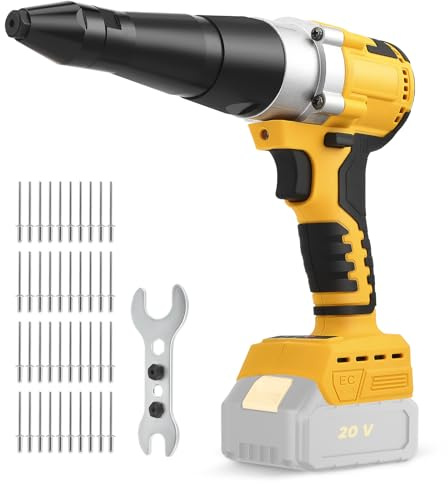 Akku-Nietpistole, Kompatibel mit Dewalt 20 V (Keine Batterie), elektrische automatische Nietmutternpistolen mit 40 Nieten für Nieten 1/8 Zoll, 5/32 Zoll, bürstenloses Pop-Nietwerkzeug