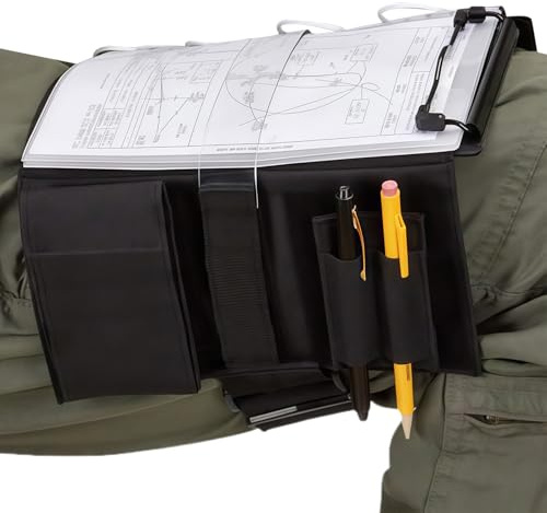 Tabla de rodillas para pilotos de aviones | Tabla de escritura con siete compartimentos y banda para las piernas, bloc de notas para estudiantes, listas de comprobación, instrucciones para documentos