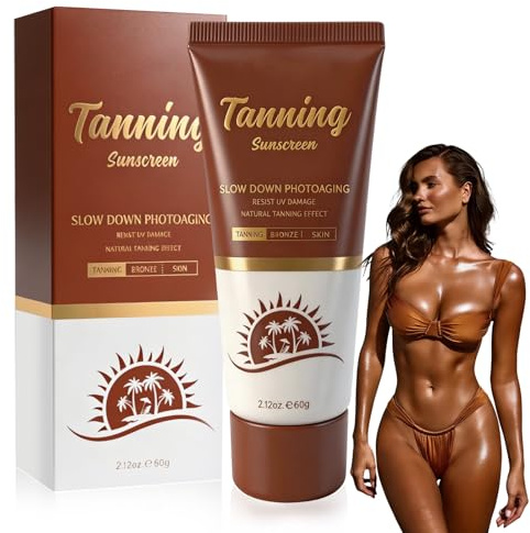 60g Potenciador del Bronceado, Crema de Bronceado Rápido, Loción Bronceadora Rápida, facilita un bronceado homogéneo en cuerpo y rostro, textura ligera de rápida absorción