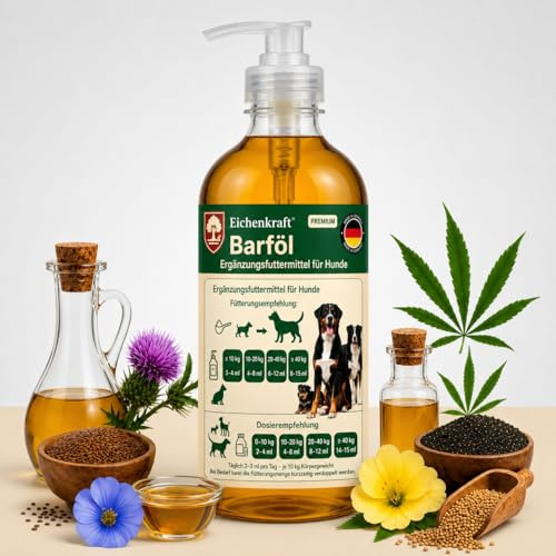Lachsöl Hund | Barf Öl mit Omega 3-6-9, Leinöl & Schwarzkümmelöl | 500 ml