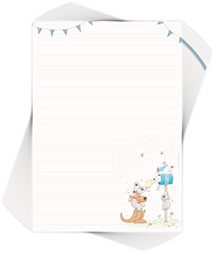 Briefpapier für Kinder POST FÜR DICH, 50 Blatt DIN A4 mit Linien/Motivpapier/Mädchen und Jungen