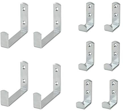 VORMANN Wandhaken Garderobenhaken Gerätehaken Garagenhaken Haken | Stahl verzinkt | witterungsbeständig | 10-teil. Set (6 Stk. 49 x 29 x 15 x 17 mm und 4 Stk. 65x80x35x17 mm) | Made in Germany