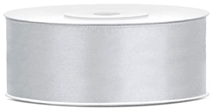 Satinband Silber 25mm x 25m – breites Schleifenband | Geschenkband & Dekoband Silber – Für Geschenkverpackung, Hochzeit, Weihnachten & Deko – reißfest, formstabil