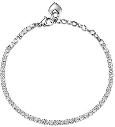 Brosway Bracciale Donna, Bracciale Tennis in Acciaio con Simbolo Cuore | Collezione Desideri - BEI027