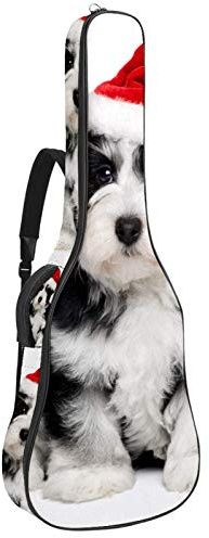 Gitarrentasche mit Reißverschluss, wasserdicht, weich, für Bassgitarre, Akustik- und klassische Folk-Gitarre, Weihnachtshund