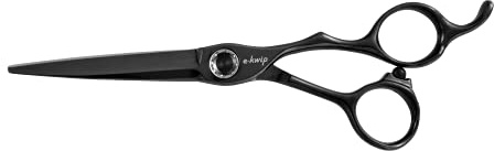 E-Kwip Kuro Line Profi Haarschere - Friseurschere in 5,5 Zoll aus Japanstahl - titanbeschichtet mit ergonomischem Offset Design