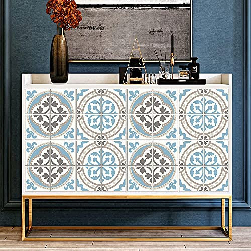 Stick on Tiles Duck Egg Blue Khaki Tile Stickers PVC Self Adhesive Wall Tiles Heat Resistant Tile Stickers for Kitchen Bathroom Waterproof Peel and Stick Floor Tiles Tile Paint 10x10cm