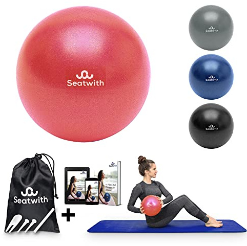 Seatwith Yoga und Pilates-Ball 23cm - Komplett Set mit Transportbeutel + E-Book PDF Übungen - Optimal Fitnessball für Anfänger und Fortgeschrittene - Extrem Leichter Gymnastikball Klein