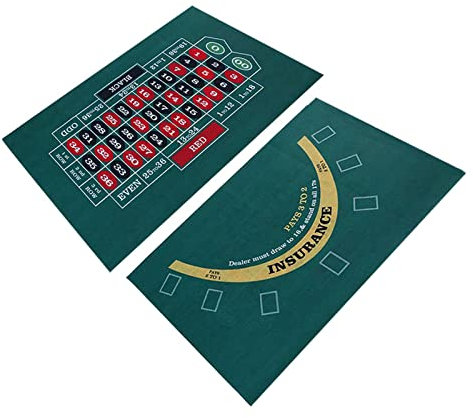 LNJ Pokermatte - Poker Tischauflage Doppelseitige Filz Roulette Matte ? Black Jack Spielplan Professionelle Tabletop Casino Pokerspielmatte Für Themenpartys Texas Holdem Und Blackjack 60x90cm
