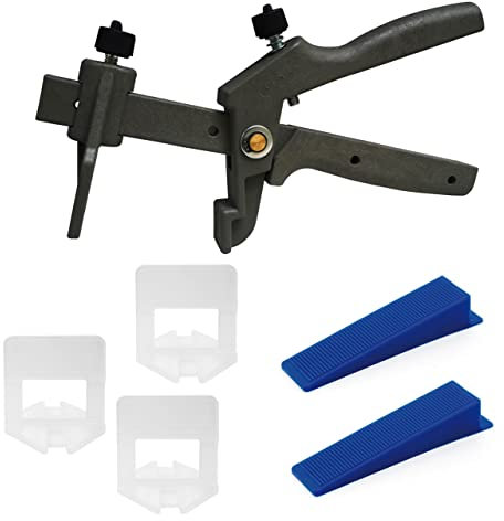 Lantelme Fliesen Nivelliersystem Set mit 250x Zuglaschen 250x Keile und 1x Zange Fliesen Verlegehilfe (2mm)