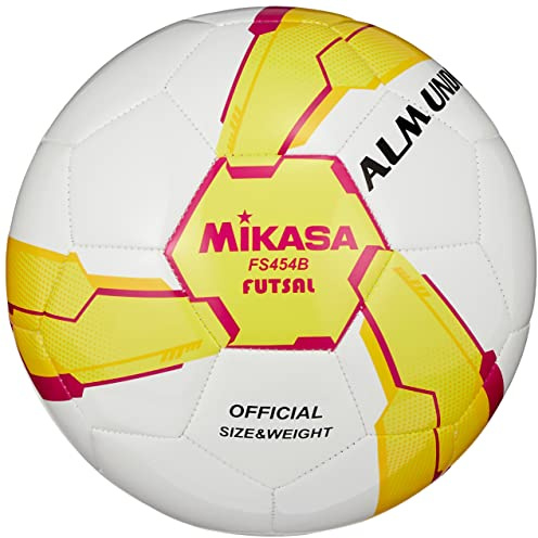 MIKASA FS454B-YP Ballon de Futsal n°4 pour Loisir général, collège, lycée, lycée, Junior, Jaune/Rose, Pression Interne recommandée : 0,400-0,600 kgf/cm²