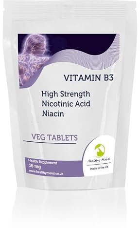 Vitamin B3 16mg Nicotinic Acid Niacin 90 Vegetarian Tablets - Letterbox Friendly High Strength Nicotinamide