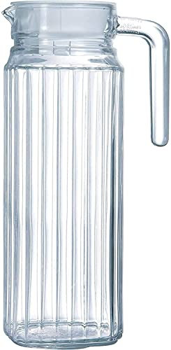 ShopHut Glass Water Jug with Lid - Transparent 1L Container for Water, Milk and Fresh Juice Storage in Fridge