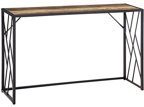 HOMCOM Tavolo Consolle da Ingresso Stile Industriale 120x35x75cm Marrone | Mobile Vintage, Acciaio e Legno, Dietro Divano