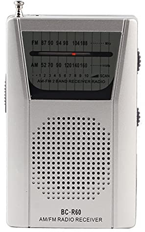 Elprico Radio Portable Mini Radio, Mini Radio Universelle Pocket AM FM Radio Personnelle Récepteur Mondial Haut-Parleur Intégré Argent