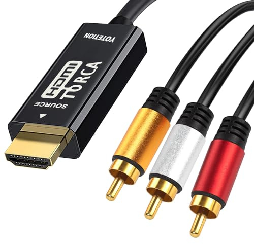 YOTETION HDMI to RCA Cable 6FT with IC, 6FT HDMI Male to 3-RCA,HD to AV Video Audio Component Converter Adapter 1080P Cable for TV HDTV DVD