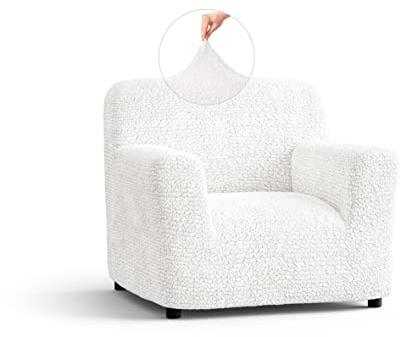 PAULATO - Sesselbezug Strech, Sessel Überzug, Sofabezug 1 Sitzer, Mikrofasergewebe, Kratzfest, maschinenwaschbar, patentierte WavyTech-Technologie, Made in Italy - Weiß