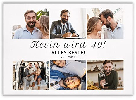 Maverton Fotoleinwand mit eigenem Bild - personalisiertes Leinwandbild mit Holzrahmen - Größe 30x40 oder 50x70 - Fotowand Collage mit Wunschmotiv für Jungen - für Männer - Alles Beste! - 50 x 70 cm