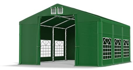 Das Company Partyzelt Grün 4x6x2,5m - Wasserfest - 560g/m² PVC Plane - Winterfestes Lagerzelt & Zeltgarage - Pavillon & Partyzelt für Events und Feiern