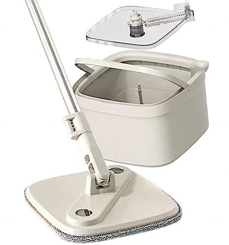 AMNOOL Flat Floor Spin Mop & Bucket Set with Wringer | Hand-Free Floor Cleaning Mop, Separates Dirty and Clean Water Self Cleaning Dry/Wet Floor Mop for Hardwood, Wood, Laminate, Tile