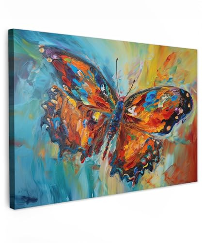 MuchoWow© Bilder Groß XXL Wohnzimmer Deko Modern Wandbild Foto auf Leinwand | 120x80 cm - Bild Schlafzimmer Room Decor Geschenke Kunstdruck - Bunt - Schmetterling - Farben - Kunst - Malerei