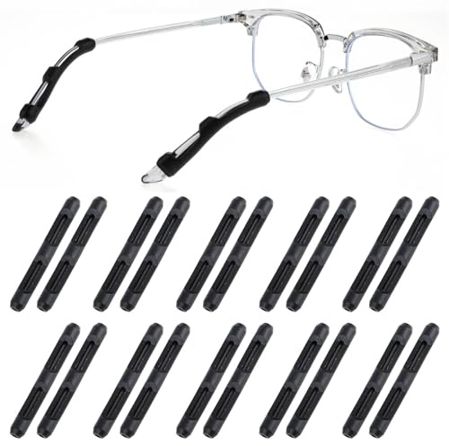 WLLHYF 10 Pairs Eyeglass Ear Cushions Glasses Temple Tip Grips Retainer | Silicone, Anti-Slip Tips Sleeve, Soft, Glasses Ear Pads, Comfort, Eyeglass Ear Hook, for Reading Glasses