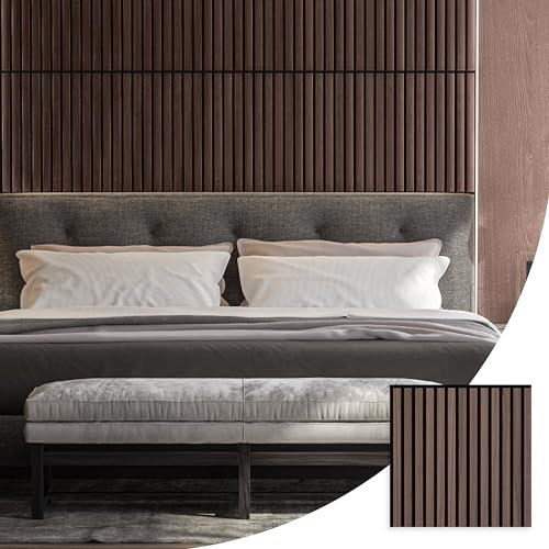 2 paneles acústicos de madera de roble ahumado MDF de 52 x 52 cm para decoración de paredes interiores