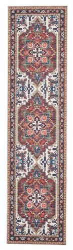 Contemporary Classic Red Oriental Hallway Runner Rug Machine Washable Non Slip Carpet Traditional Medallion Utility KItchen Rugs 60cm x 240cm