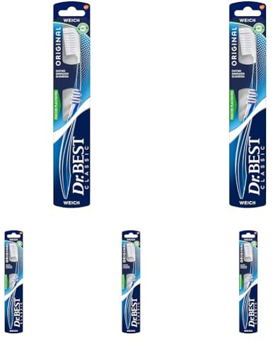 Dr.BEST Original Zahnbürste, Weich (1 Stück), hilft, das Zahnfleisch zu schützen (Packung mit 5)
