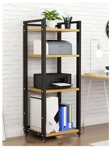 Hifi Rack Hifi Regal 55 Zoll/ 140 cm hoher Audio-Rack-Montageschrank aus Stahl und Massivholz, AV-Medienständer mit höhenverstellbaren Regalen, Audio-Rack-Tower, perfekt für/Xbox/PS5/Switch/Spielekons