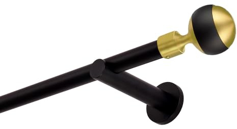 Bastone per tende nero-oro, 140 cm, 1 binario, 19 mm, fissaggio a parete, Sphera Modern