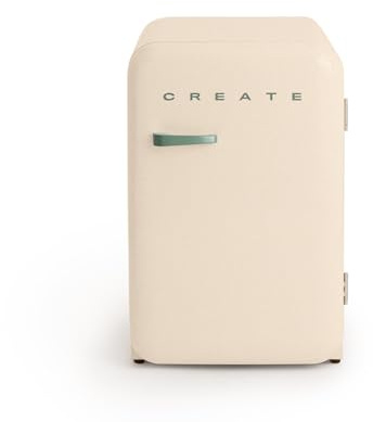 CREATE / RETRO FRIDGE 83.5 SAGE/Frigorífico blanco roto maneta verde sage / 98W. bajo consumo. 2 estantes. regulador temperatura. botellero. 56x54x84cm