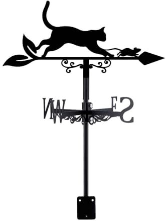 SUPERDANT Banderuola Segnavento di Gatto e Topo Segnavento Vento da Metallo Banderuola da Nero Da Giardino Direzione Del Vento Decorazione Esterna per la fattoria del giardino