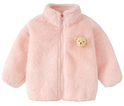 fleecejacka flicka 1–6 år varm vinter barn jacka pojke mellansäsong flanell björn 3d tecknad jacka pojke höst lätt mjuk tröja dragkedja barn flicka sport, rosa, 3-4 �r