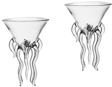 OKUMEYR 2pcs Stylish Party Cocktail Glasses Home Mojito Glasses Octopus Design for Drinking