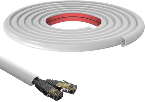 Flexibler Kabelkanal, Kabelkanal Selbstklebend, PVC Bodenkabelschutz, 15x10mm Mini Kabelkanal, Kabelschacht Wand Boden für Haus Büro Lager (Weißer Halbkreis, 3M)