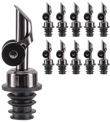 Koffs Design Ausgießer aus Edelstahl - Dosier für Zucker, Süßstoff und mehr - Streueinsatz für Flaschen - Streuaufsatz für Streusel, Körner, Samen und Saaten - grau metallic - 10 Stück