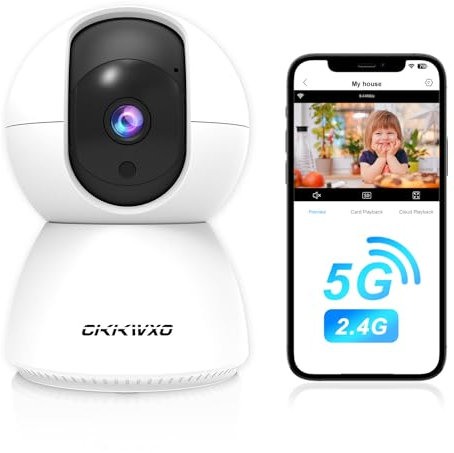 CiKiKWXO 2K (3MP) Camara Vigilancia WiFi Interior 2.4/5GHz Cámaras de Vigilancia con PTZ, Detección de Movimiento, Visión Nocturna, Audio Bidireccional, Alexa