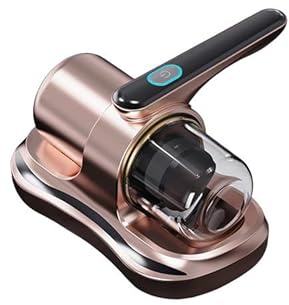Mite Vacuum Cleaner for Mattresses, Bed Mattress Vacuum Cleaner with UV Light, Cordless Dust Mite Hoover with Dust Container for Mattresses, Sofa, Pillows, Carpets (Golden)
