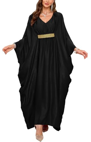 Orshoy Long Kaftan for Womens Bathing Suit Cover Ups Maxi Kimon Tunic Loungewear Swimsuit Dressing Gown Nightdress Black